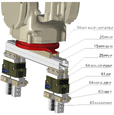 Adapter plate for igus®  robots flange pattern and P13 prism